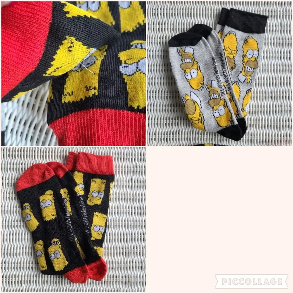 The Simpsons TV Show Bart and Homer Novelty Character Casual Crew Socks for Men
